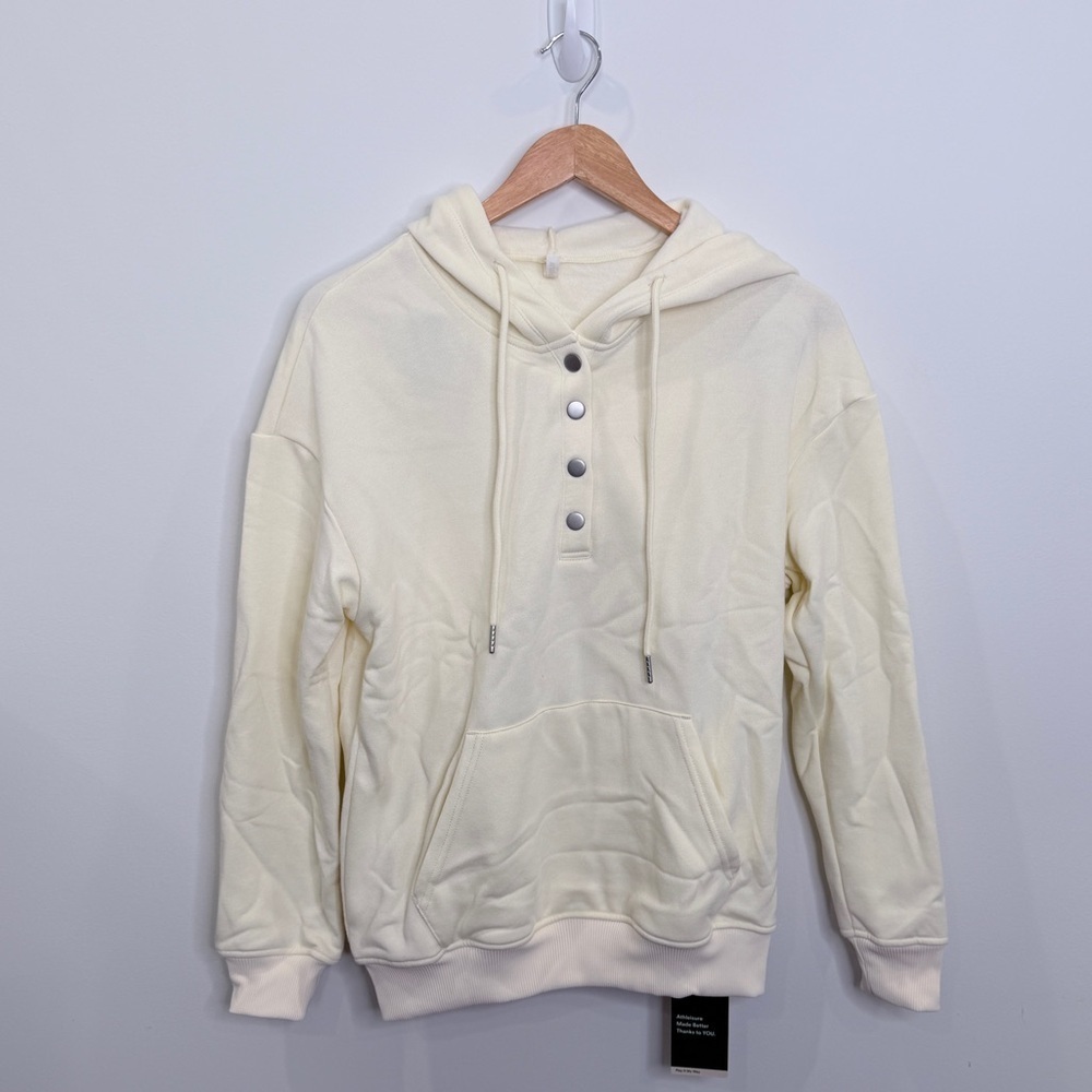 Halara Light Yellow Button Hoodie